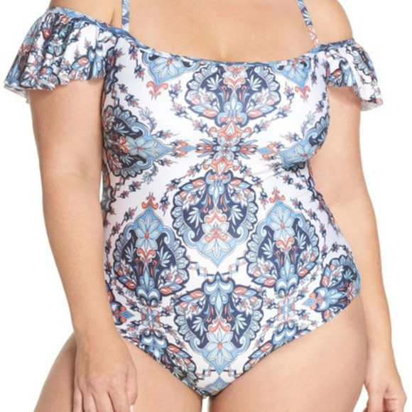 Becca Off the Shoulder Tie Back One Piece Swimsuit - Picture 4 of 6